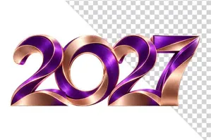 Số 2027 3D xanh lục viền vàng kim sắc nét sang trọng ngày Tết - PNG