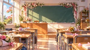 Backdrop phòng học trang trí hoa bảng đen ngày nhà giáo - JPG