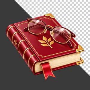 Cuốn sách đỏ gắn kính gọng vàng và dải đánh dấu trang tri ân 20 tháng 11 - PNG