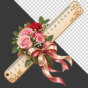 File PNG - Thước kẻ hoa hồng hoa cẩm chướng nơ ruy băng tri ân thầy cô