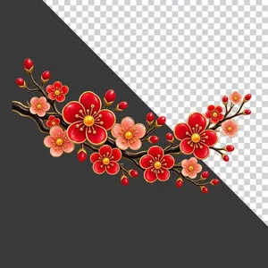 Cành hoa đào đỏ ngang khoe sắc.PNG