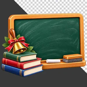 Bảng đen chồng sách và chuông vàng tri ân 20 tháng 11- PNG