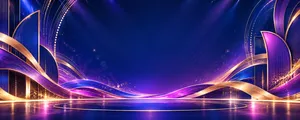 Phông nền sân khấu sự kiện ánh sáng xanh tím viền vàng - File JPG