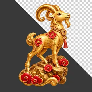 ile PNG - Tượng dê vàng đứng đá phong thủy đón xuân