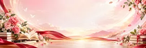 File JPG - Phông nền 20/11 sách vở hoa hồng lụa đỏ chim bồ câu