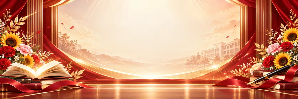 File JPG - Backdrop sân khấu khai giảng bục đỏ hoa hướng dương sách trường học