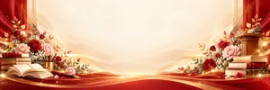 File JPG - Backdrop sân khấu khai giảng bục đỏ hoa hồng sách bục phát biểu