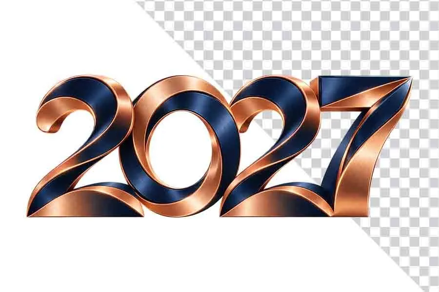 File PNG - Số 2027 3D đen viền vàng hồng sắc nét sang trọng ngày Tết