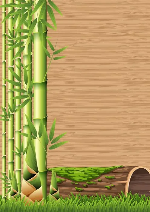 Mẫu backgroud khung cây trúc màu xanh vẽ tay file AI 111