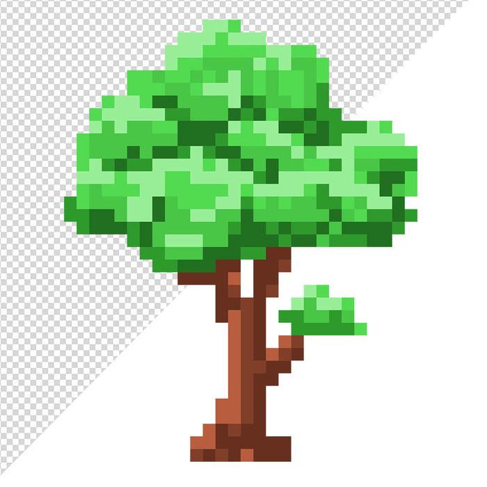 Ảnh cây xanh cổ thụ vector file PNG dạng pixel - S067