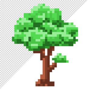 Ảnh cây xanh cổ thụ vector file PNG dạng pixel - S067