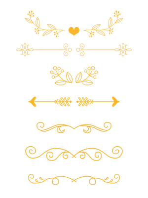 Mẫu đường hoa văn màu vàng sang trọng vector file PNG 079