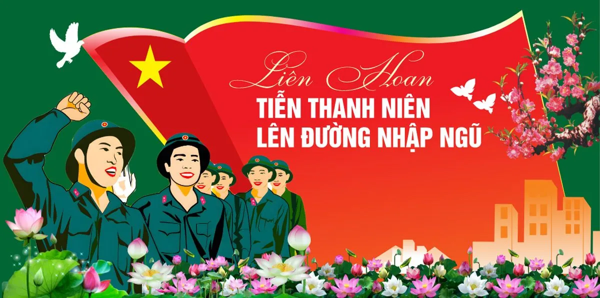 Backdrop liên hoan tiễn thanh niên lên đường nhập ngũ file corel