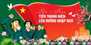 Backdrop liên hoan tiễn thanh niên lên đường nhập ngũ file corel