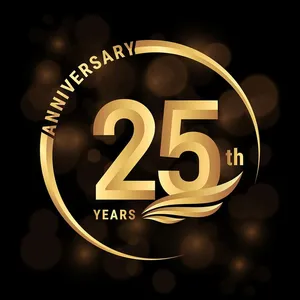 Logo kỷ niệm 25 năm ra trường màu vàng gold vector File AI CR002