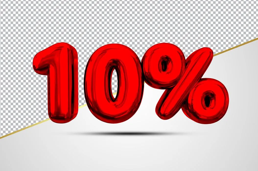 Mẫu số sale giảm giá 10% 3D màu đỏ PNG chất lượng cao CR050