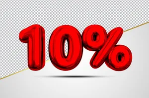 Mẫu số sale giảm giá 10% 3D màu đỏ PNG chất lượng cao CR050