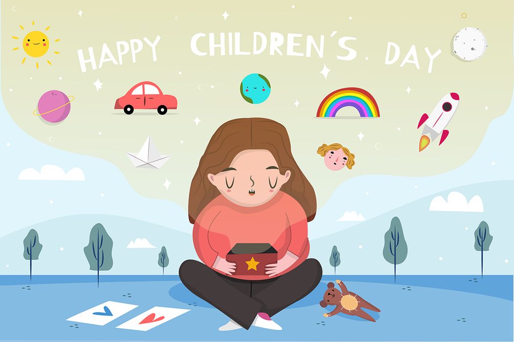 Mẫu banner, background trẻ vui chơi tặng quà ngày lễ thiếu nhi - CR904