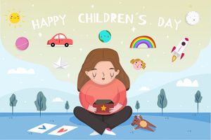 Mẫu banner, background trẻ vui chơi tặng quà ngày lễ thiếu nhi - CR904