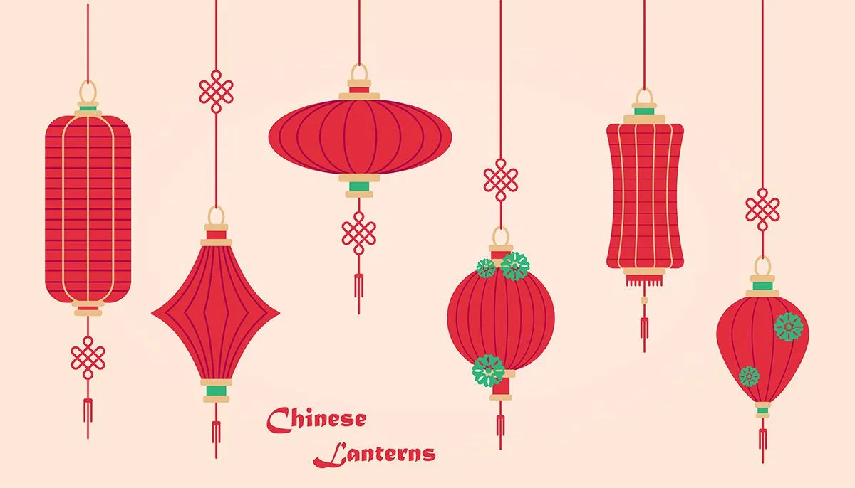 Bộ sưu tập ảnh minh họa đèn lồng màu đỏ đa dạng vector file AI CR013