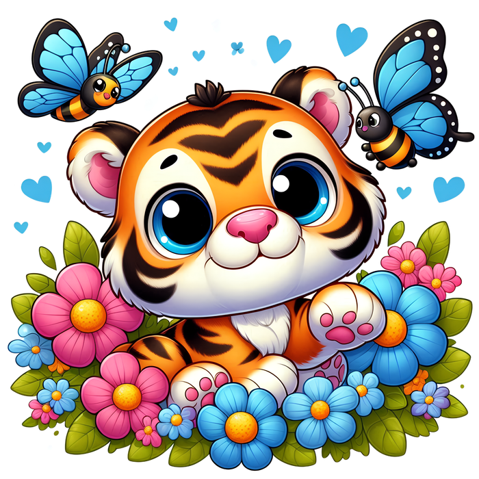 Ảnh vẽ con hổ phong cách chibi 3D File PNG - 009