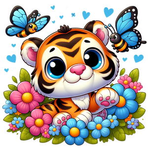 Ảnh vẽ con hổ phong cách chibi 3D File PNG - 009