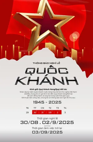 Poster thông báo nghỉ lễ ngày quốc khánh Việt Nam nền trắng đỏ - File AI 049