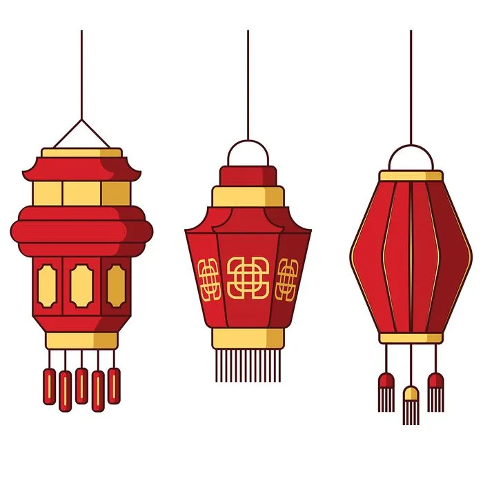 Ảnh minh họa 3 đèn lồng đỏ phong cách trung hoa nổi bật vector file AI CR022