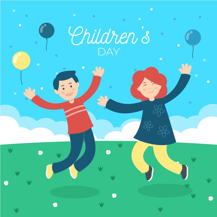 Ảnh poster trẻ vui chơi trên đồng cỏ mừng ngày lễ của trẻ - CR1158