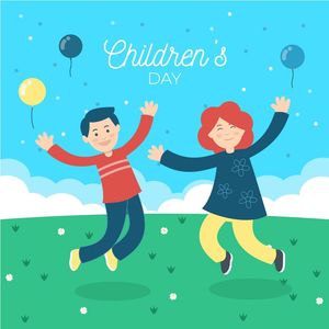 Ảnh poster trẻ vui chơi trên đồng cỏ mừng ngày lễ của trẻ - CR1158