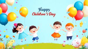 Ảnh banner trẻ vui chơi trên đồng cỏ hoa ngắm hoàng hôn mừng ngày lễ của trẻ - CR1161
