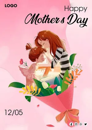 Poster mừng ngày của mẹ phong cách hoạt hình File PSD 007