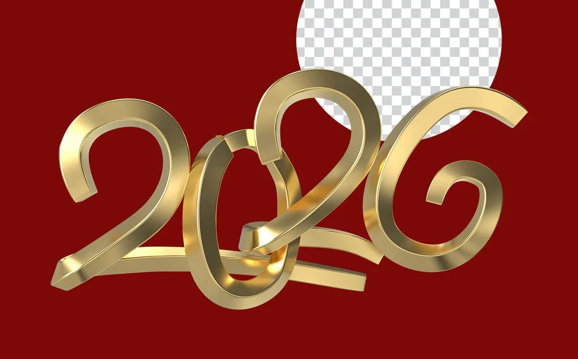 Số 2026 màu vàng  gold PNG file số 9