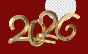 Số 2026 màu vàng  gold PNG file số 9