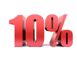 Mẫu số sale giảm giá 10% 3D màu đỏ PNG CR141