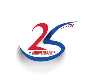 Logo kỷ niệm 25 năm ra trường màu đỏ xanh vector File AI CR005
