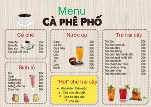Menu quán cà phê phố - File Corel