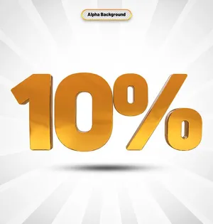 Mẫu số sale giảm giá 10% 3D màu vàng gold sang trọng PNG CR135