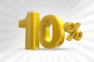 Mẫu số sale giảm giá 10% 3D màu vàng gold sang trọng PNG CR132