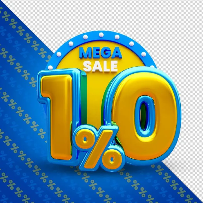 Mẫu số sale giảm giá 10% 3D màu vàng PNG chất lượng cao CR078