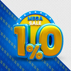 Mẫu số sale giảm giá 10% 3D màu vàng PNG chất lượng cao CR078