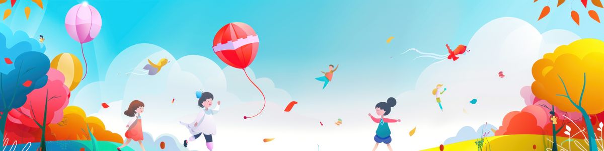 Mẫu banner, background trẻ vui chơi cùng bóng bay dễ thương ngày lễ của trẻ - CR1042