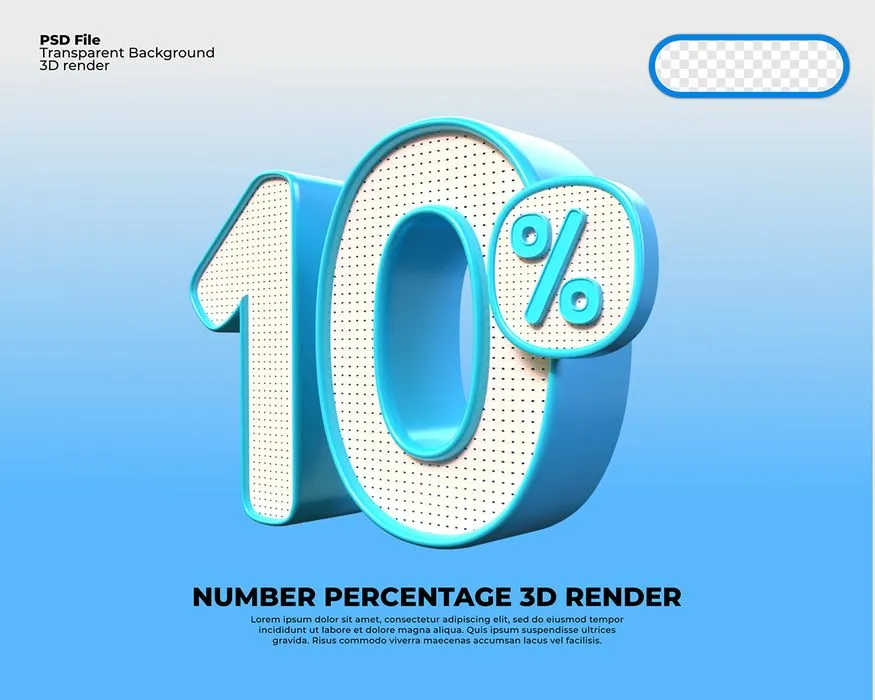 Mẫu số sale giảm giá 10% 3D màu xanh vector chất lượng cao CR002