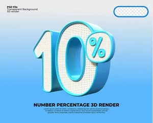 Mẫu số sale giảm giá 10% 3D màu xanh vector chất lượng cao CR002