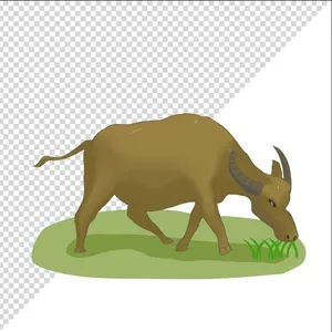 Ảnh vẽ con trâu ăn cỏ phong cách vẽ tay file PNG 041