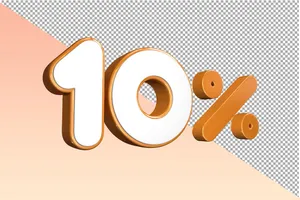 Mẫu số sale giảm giá 10% 3D màu trắng viền cam PNG chất lượng cao CR044