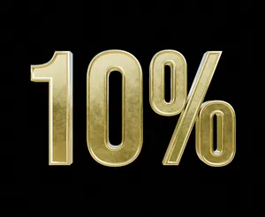 Mẫu số sale giảm giá 10% 3D màu vàng gold PNG chất lượng cao CR108