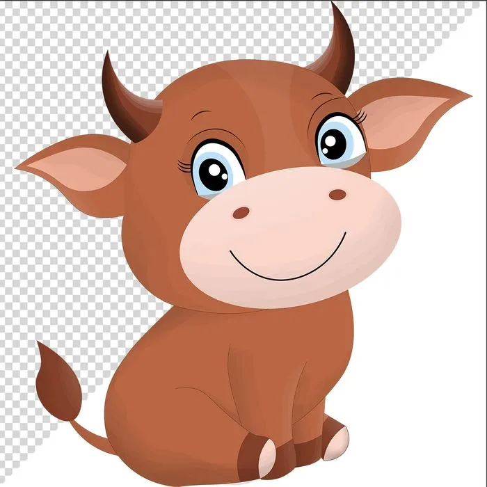 Ảnh vẽ con trâu phong cách vẽ tay chibi file PNG 009