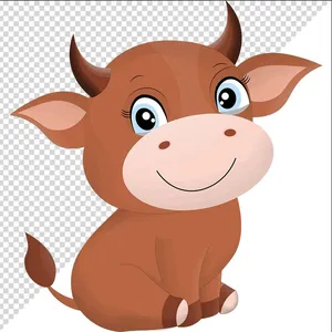 Ảnh vẽ con trâu phong cách vẽ tay chibi file PNG 009