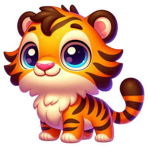 Ảnh con hổ vector phong cách chibi chất lượng cao File PNG - 001